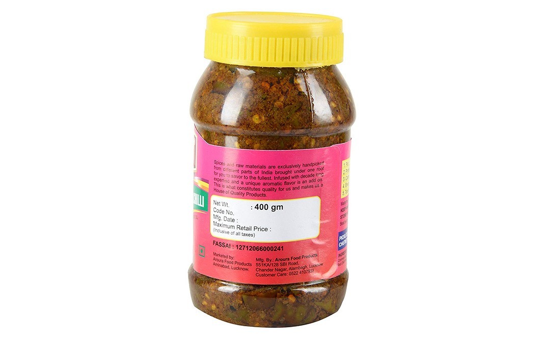 Aroura Green Chilli (In Mustard Oil)   Jar  400 grams